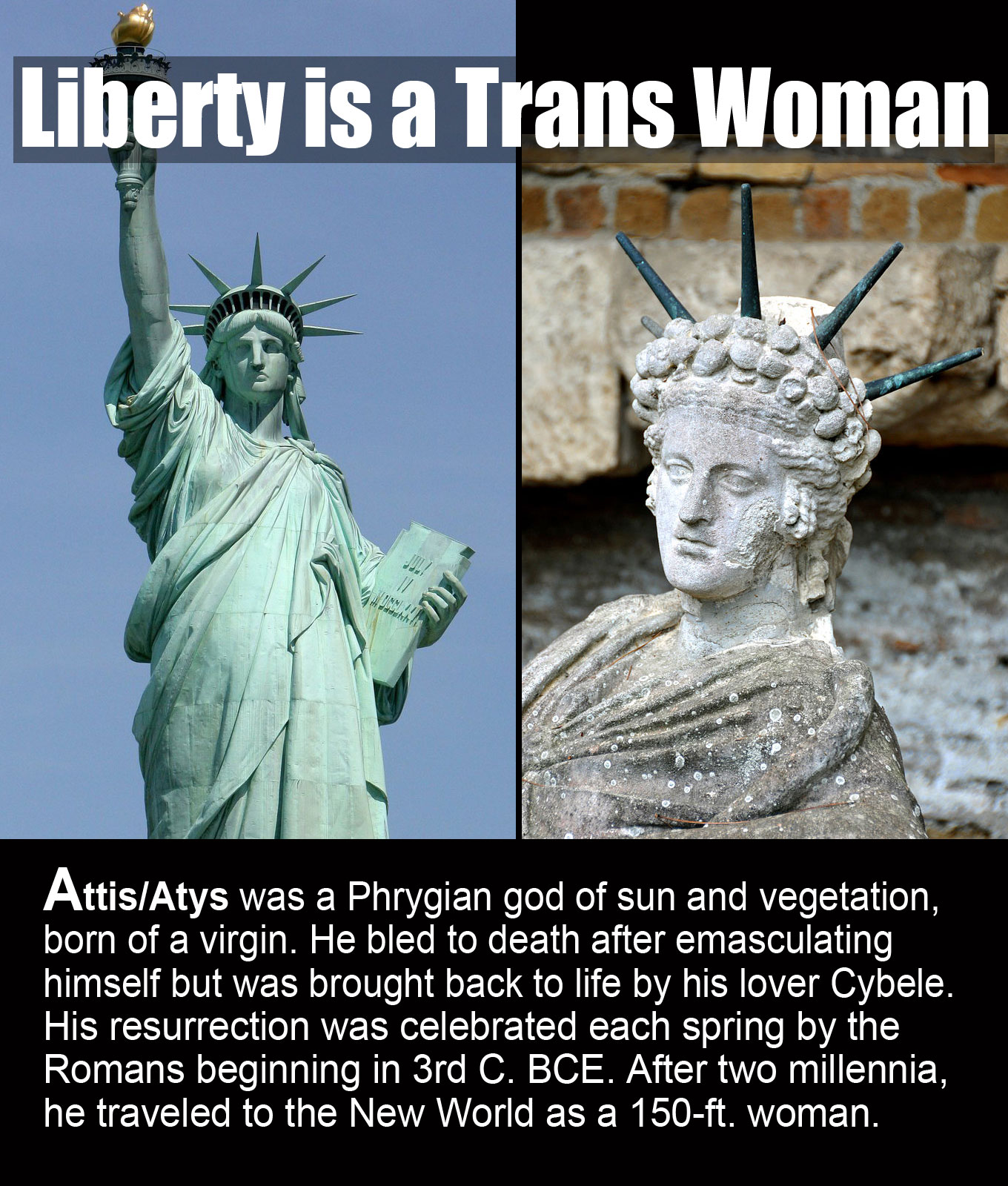 statue of liberty, attis, atys, trans woman